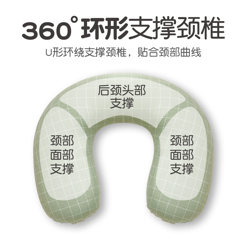 艾洛琳荞麦护颈枕U型飞机旅行便携枕头护脖子办公室午睡u形硬趴枕