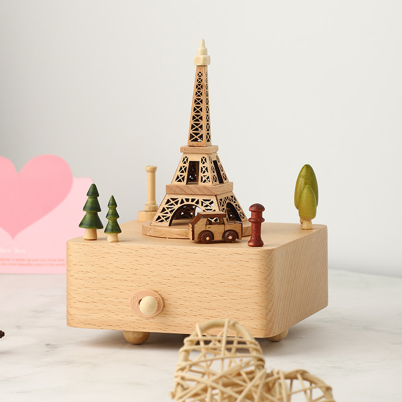 旋转木马八音盒音乐盒送女孩子女童生日礼物圣诞节礼品木质可旋转