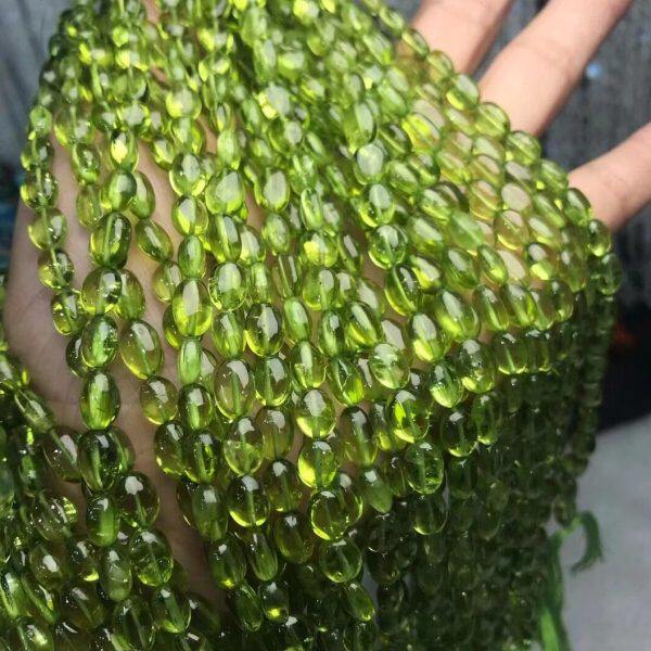 天然橄榄石椭圆型米型随型半成品散珠 DIY手工饰品配件手链
