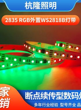 室内外2835RGB幻彩灯带 96灯 24V外置WS2818B断点续传数码LED灯带