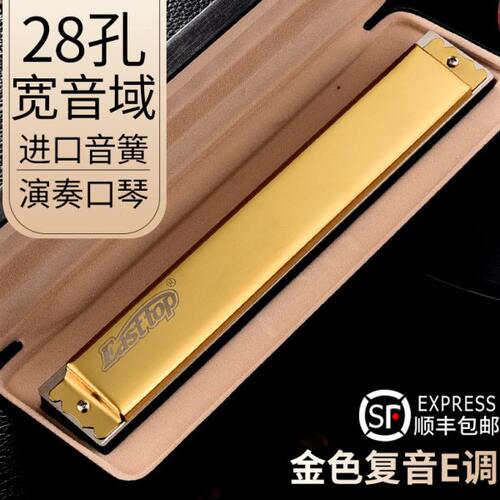 E调复音口琴德国进口音簧28孔宽音域儿童成人专业演奏表演乐器