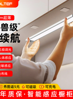 德国LROLTEF橱柜充电灯带led磁吸酒柜感应灯条无线自粘厨房鞋衣柜