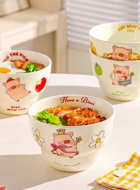 川PLA1W-57岛&luu猪名 拉面碗家屋用2025联新款漂亮汤面碗泡面碗