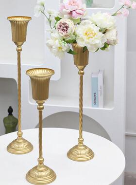 URK花悦木 覆古高摆雅古典花瓶花器桌面欧式件花做旧铁艺高脚插翁