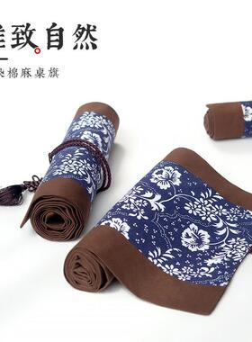 茶桌垫布席新中式布艺禅A3211意轻茶旗桌旗小茶几茶奢茶茶台长垫