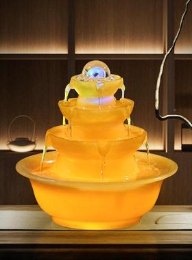 NJG八方来财风轮流水摆件循环水生财办公室茶招桌摆凤水件时来运