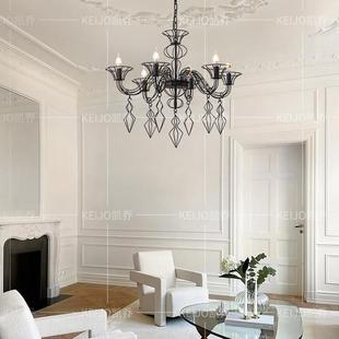 卧Y380室洛饭厅设计师个性 艺术客厅覆克古高级感 法式 巴吊灯