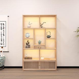 新4267中式博古架原实木多宝阁茶叶展示柜高子架客端厅隔断木书架