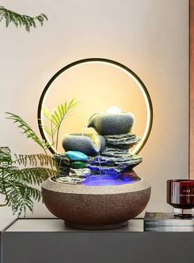 简约假30088山流水摆厅件办公客室面风水轮装饰店铺乔迁招财礼桌