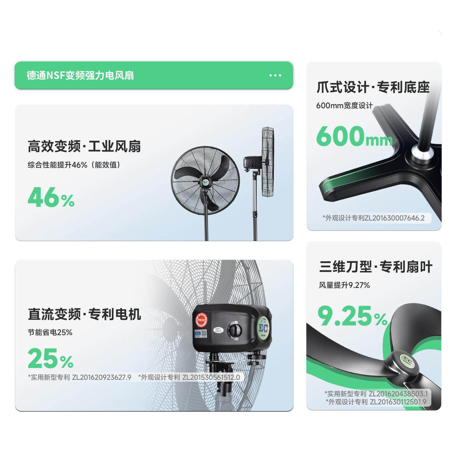 德通高效变频风强力风扇工业落地大功率工厂扇电风扇间NNSF-650ES