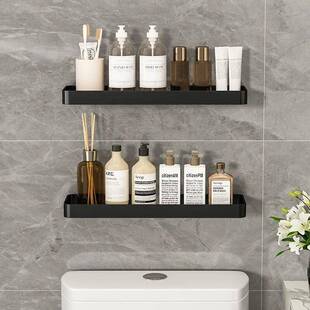 卫生间厕洗漱玻璃置物架台壁洗挂墙上免打集博孔手间所镜前浴室收