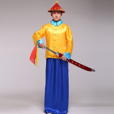 古装清朝带刀侍卫大臣黄马褂宫廷古代官服兵服护卫男舞台演出服装
