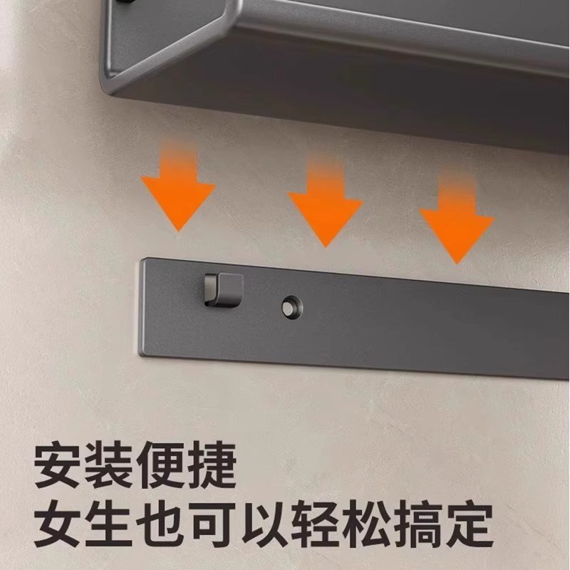 枪灰厨房置物架免打m孔调味料架上墙壁挂式多功能调料品墙上收纳