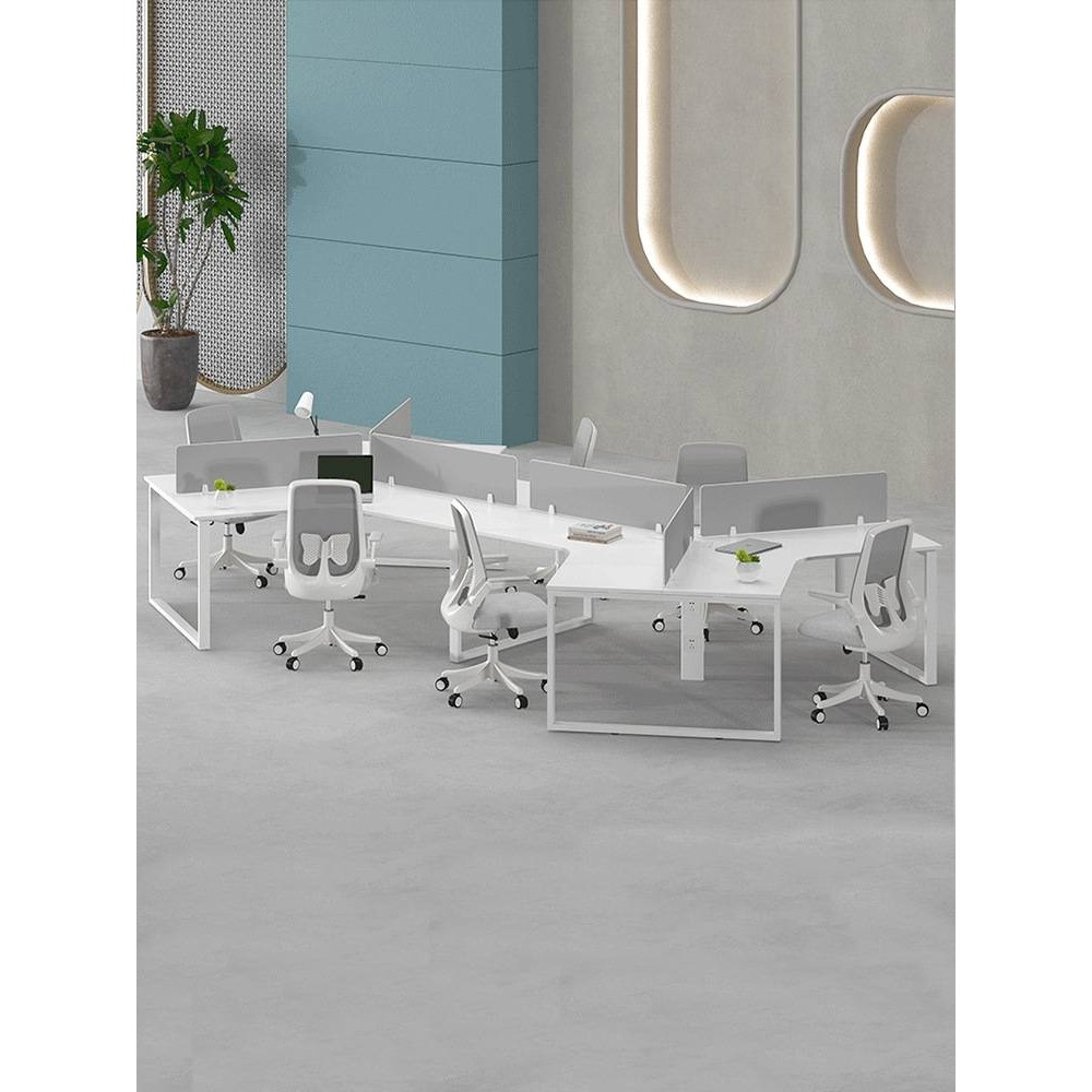 创意员工桌简约现代6人办公桌异形工位职员三人位L型设计师财务桌