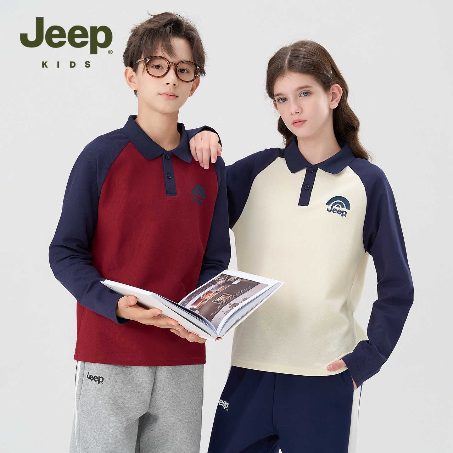 JEEP吉普儿童polo衫百搭长袖