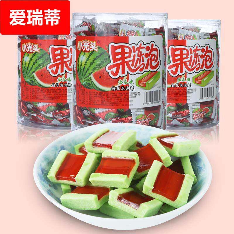 小光头果冻西瓜泡泡糖8090后休闲 怀旧零食小吃大礼包吃货