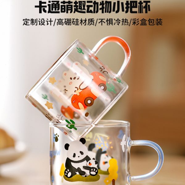 川岛屋原创耐高温玻璃杯子家用迷你小茶杯带把手小容量儿童喝水杯