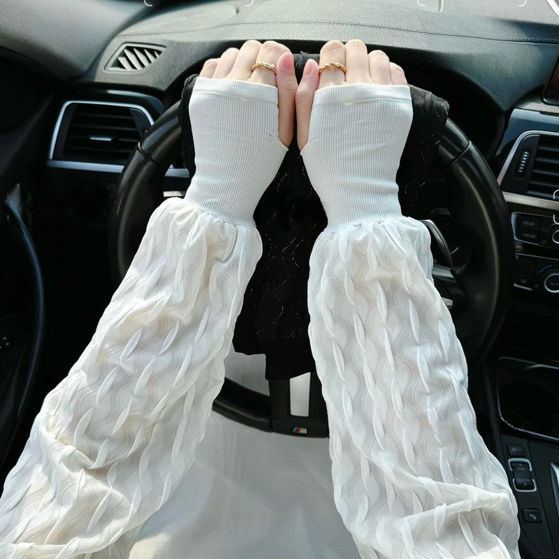 2025新款防晒冰袖女夏季罗口宽松加大户外骑行护臂冰丝套袖宽松