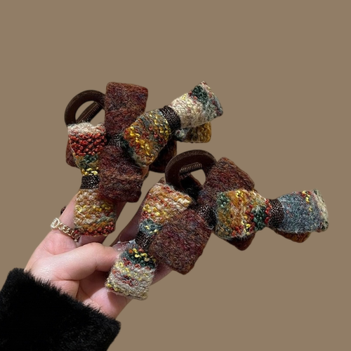 雪松焦糖~毛呢蝴蝶结鲨鱼夹