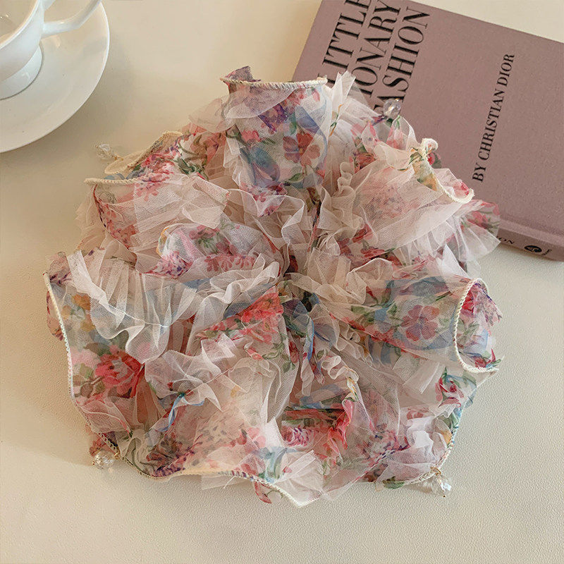 夏季甜美雪纺花朵水晶吊坠大号大肠发圈女扎头发低马尾发绳发饰品,饰品/流行首饰/时尚饰品新,发饰,淘宝优惠券,粉丝福利购,淘宝优惠卷