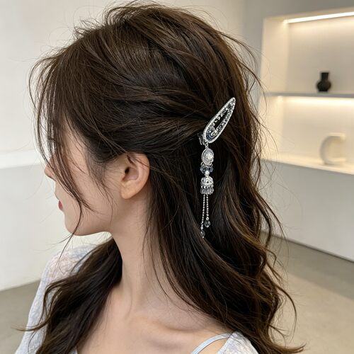 兰诺高端镶钻水晶流苏发夹