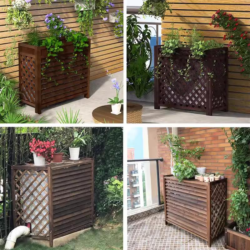 空BUT调外罩化架室外阳台置物架保护罩防腐实木百叶木质装美饰花