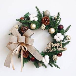 圣诞花环04新款圣诞节装饰品2礼2物置创意摆件挂饰场景布门挂花圈