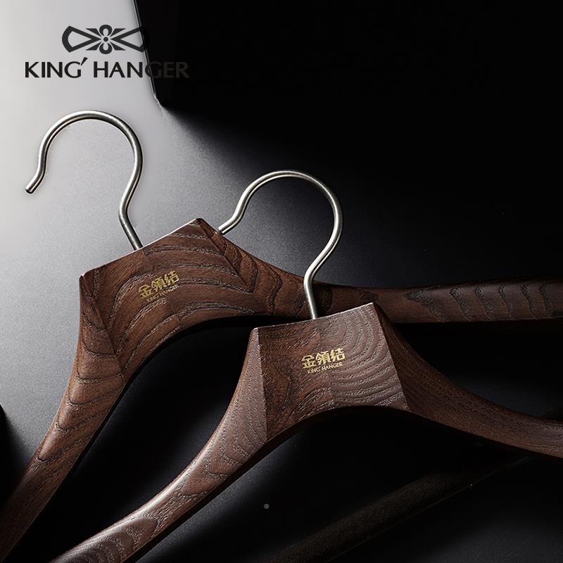 复古色高端棕色系衣架实木木衣宽肩无痕护柜衣高档衣衣帽间专用衣