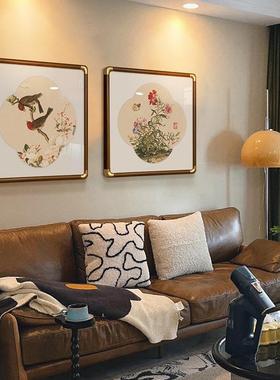 法式中国风花客式厅沙发装饰画小众艺术世新中玄关挂画郎宁20399