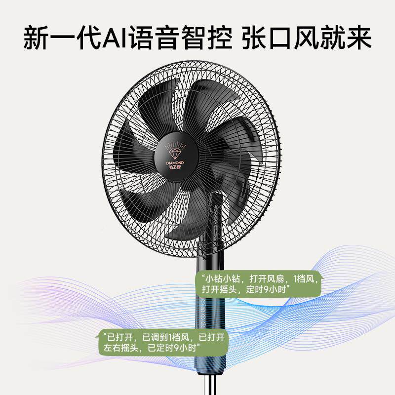 【有国补】石牌电风纯扇直流变频家用钻落铜电机地扇DFS-ZFM0语音