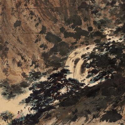 高水清复意刻傅抱石王诗图国画禅维意修心写意UML山画艺术微喷装