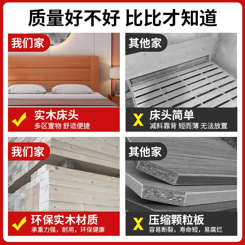 中实木床81单.米双人床主卧经济型简约1.5式米人床家用OI11.2m加