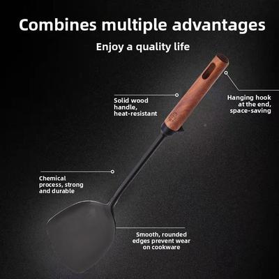 柄王元济用铲铲老式木煎勺铲炒菜勺家铲厨具套OUU长柄