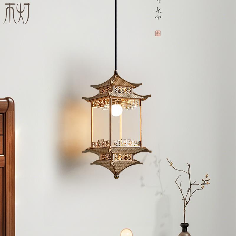 筑宋代美学吊灯床新中式禅意茶室灯B10565仿风古建凉亭入户玄关头