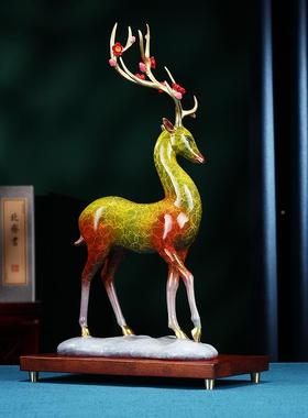 摆彩九色鹿梅花鹿件家居装开饰品客厅玄关铜办公室T1050长业礼品
