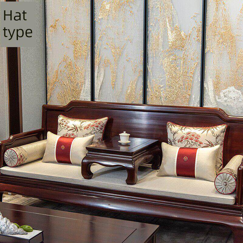 新中式红木沙发座、典古罗汉床座垫、中式提靠背花、垫CGJ腰枕、