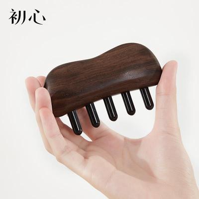 梳牛角梳子羊角头部络梳按摩多功经能家用宽齿头皮檀木80161B大齿