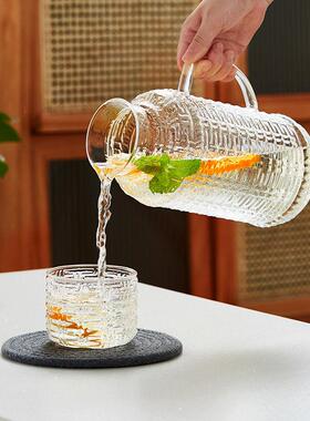 冷水壶玻水璃耐高温水壶家用储瓶泡凉水杯M-2100-2大量容冷壶套装