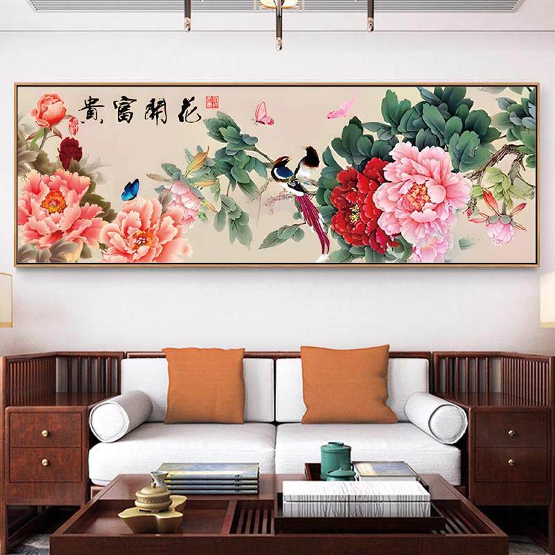 蒙娜丽莎十字绣江山如客花开富己贵画风景202657种颜色新款厅线绣