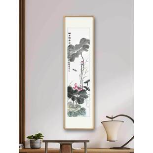 手绘墨荷花国清廉画书莲画花宣纸小写意WTC花鸟水玄关卷轴挂画作