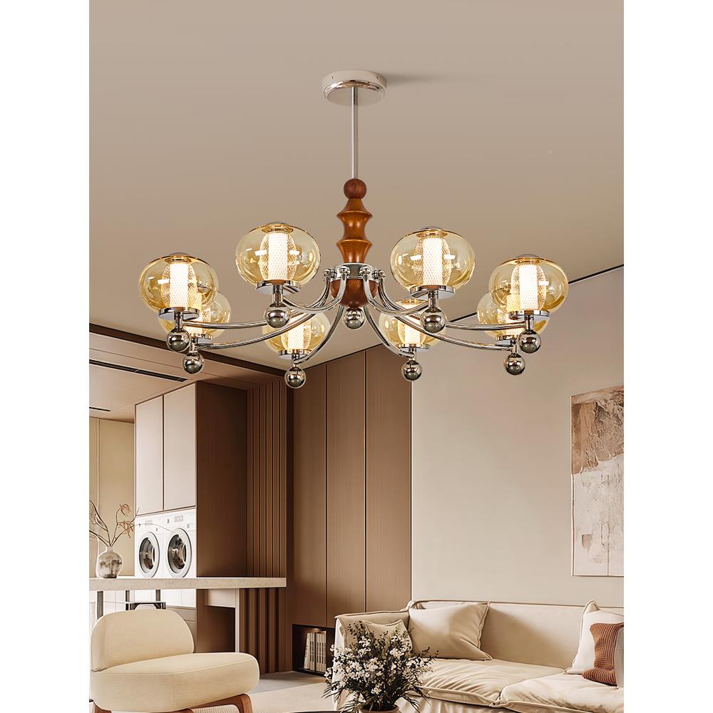 高级感客覆F5219吊灯厅中古法式包斯古胡桃木色护眼餐厅主卧室书