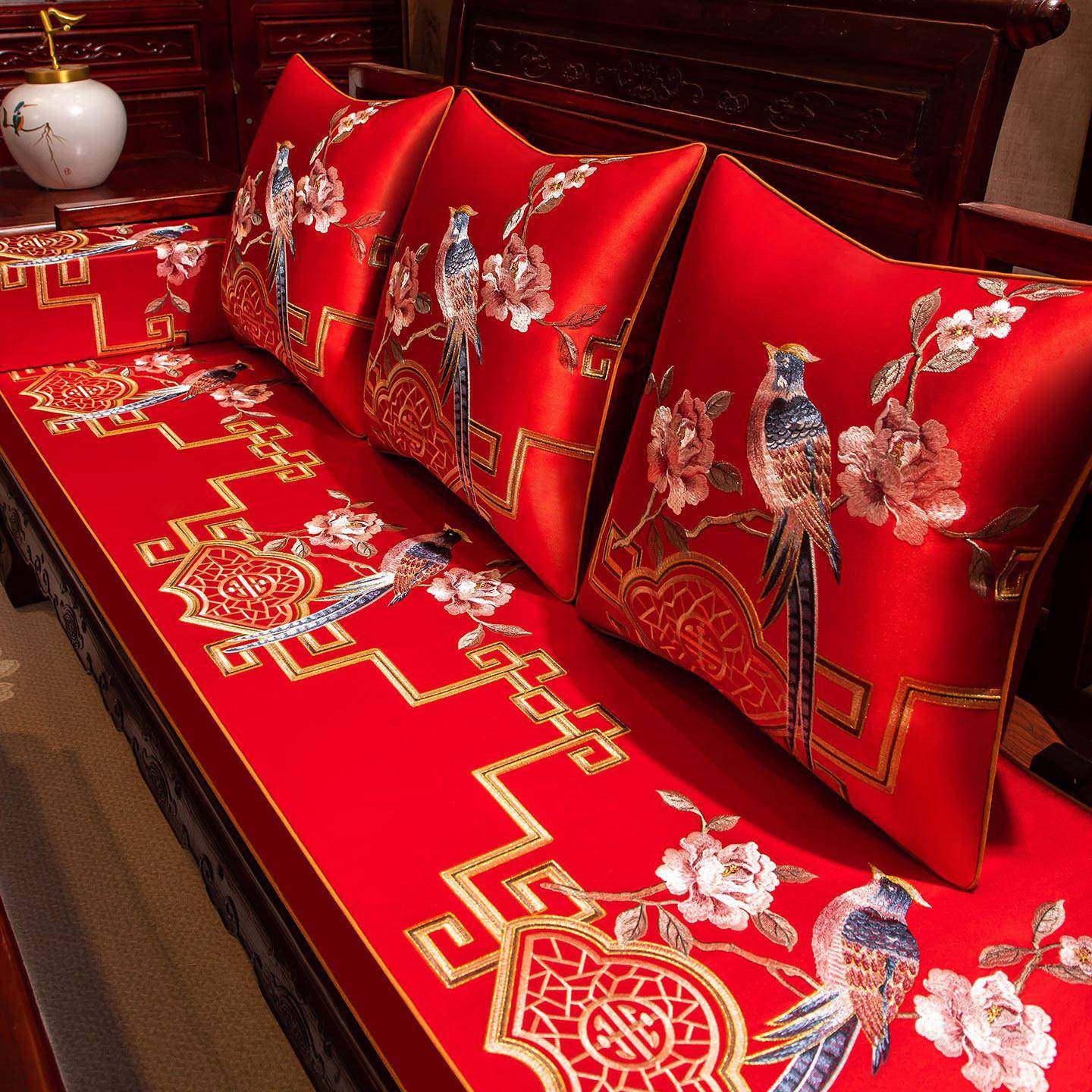 发新中式发沙垫子通四季用防滑沙坐垫子客厅茶几垫子5MDTSFD_沙发