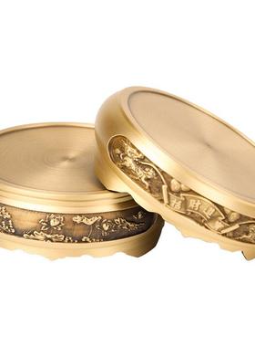 鼎风进阁全黄铜香底座莲花麟招tdiz-01财宝圆形黄铜底座中式炉复