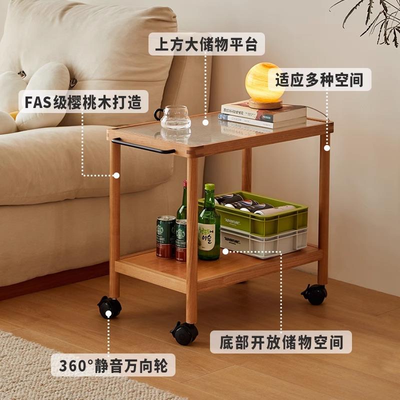 家俱北欧实木边几角几手车推动收纳小推移物架小户置型茶几