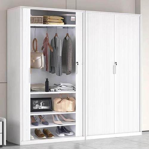 多功能家用铁皮门衣柜门推拉纳卷帘储物柜阳台防晒卷柜子钢制收柜