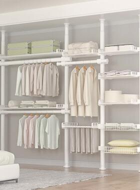 伸顶天立地置晾衣架落地打卧室置衣架MGI阳台免孔缩物架晒衣柜落