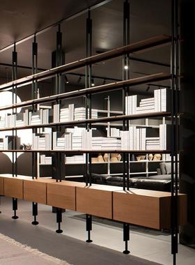 意大架利铁书架落地实木架书极ZY99简书架客厅隔断架全墙书多层储