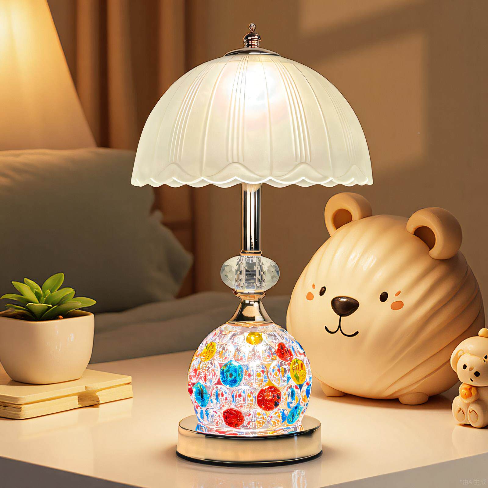 29182水晶台灯卧室床头台灯奢高端主卧205新款高级感简轻约床2头