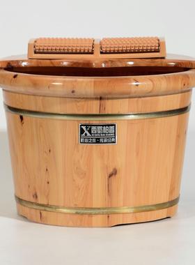 柏树足桶足浴桶浴绝木桶家用木制小木盆缘PQF足盆按摩足按摩神桶