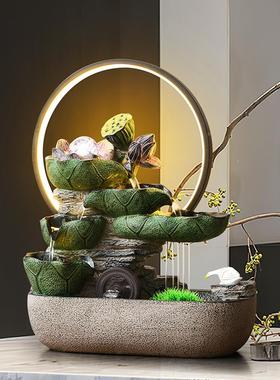 轻流水生财摆件环H50088水景厅观客玄关办公室奢风水轮加湿器循乔